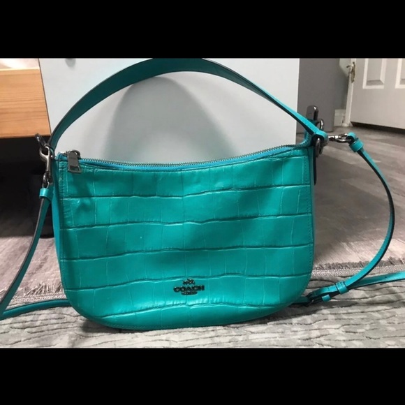 Coach Handbags - Coach small Sutton Hobo Teal Croc Embossed